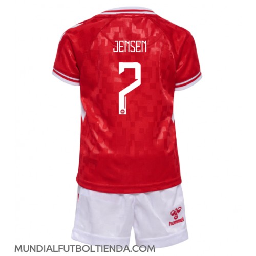 Camiseta Dinamarca Mathias Jensen #7 Primera Equipación Replica Eurocopa 2024 para niños mangas cortas (+ Pantalones cortos)